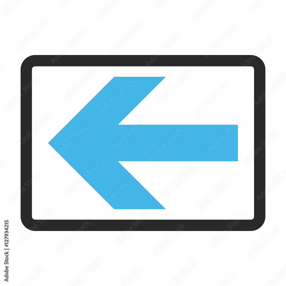 Arrow Left vector icon. Image style is a flat bicolor icon symbol inside a rounded rectangular frame, blue and gray colors, white background. Arrow Left vector icon. Image style is a flat bicolor icon symbol inside a rounded rectangular frame, blue and gray colors, white background.
