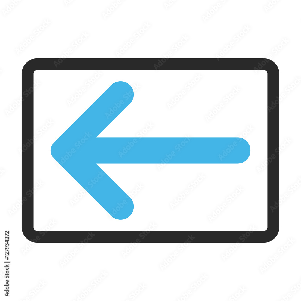 Arrow Left vector icon. Image style is a flat bicolor icon symbol inside a rounded rectangle, blue and gray colors, white background. Arrow Left vector icon. Image style is a flat bicolor icon symbol inside a rounded rectangle, blue and gray colors, white background.