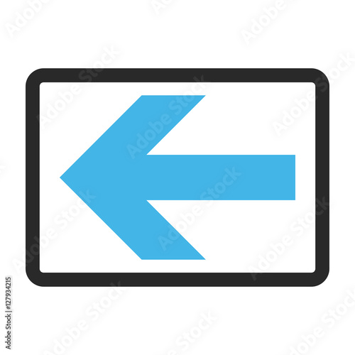 Free Download Arrow Left vector icon. Image style is a flat bicolor icon symbol inside a rounded rectangular frame, blue and gray colors, white background. - GFXLoad