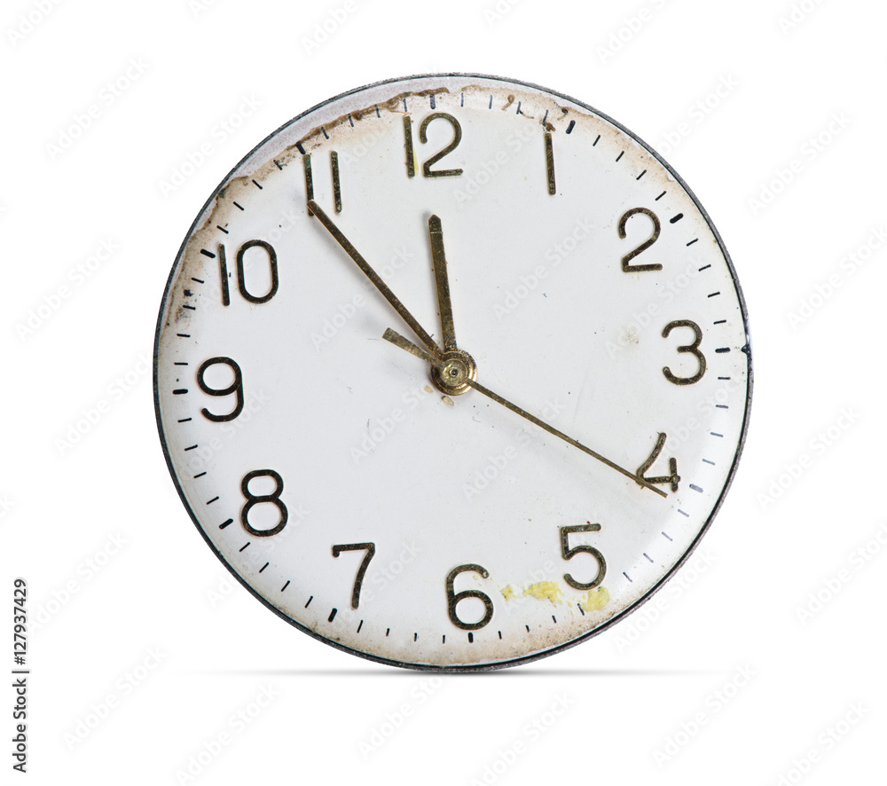 Grunge old clock face with numbers isolated Grunge old clock face with numbers isolated