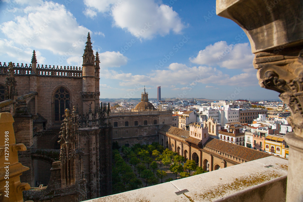 Fototapeta premium Aerial view from the top of Seville Cathedral, Spain.