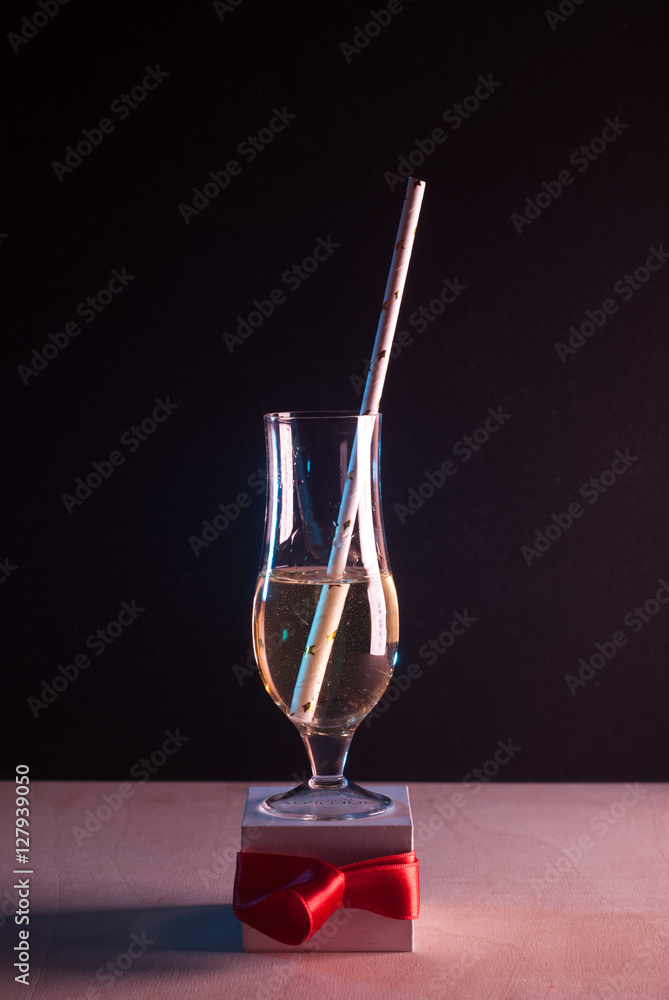 White wine in glass on black background, Stock Photo | Adobe Stock