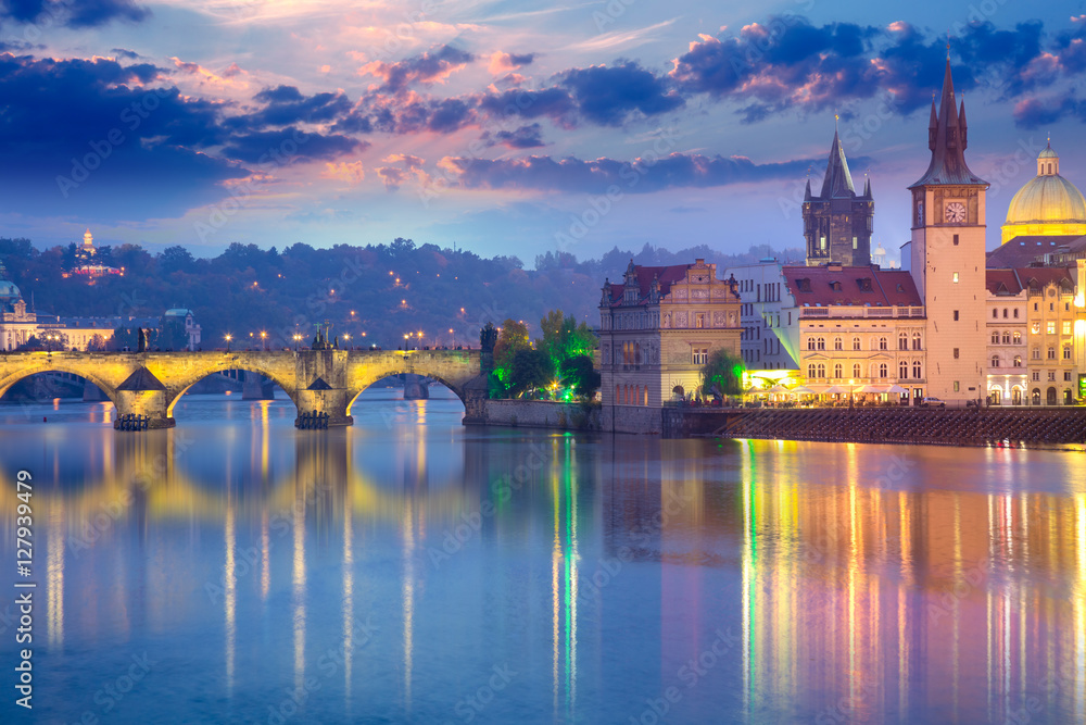 Fototapeta premium Prague Landmarks at evening, Europe