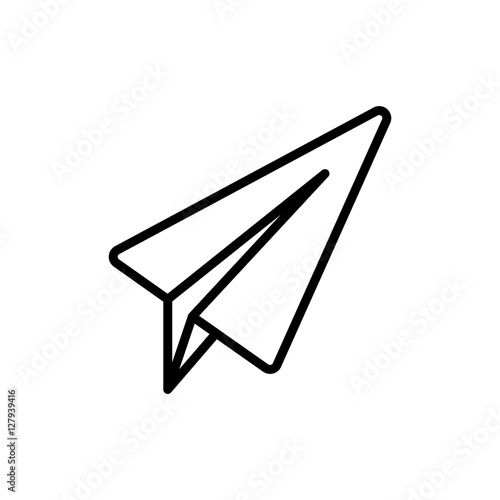 thin line telegram, plane icon on white background