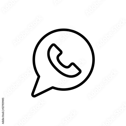 thin line whatsapp icon on white background