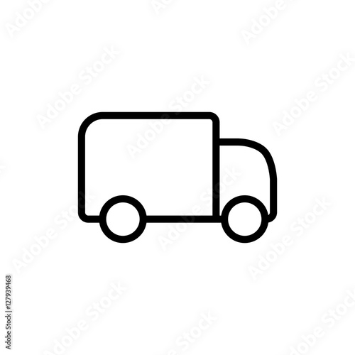 thin line delivery truck icon on white background