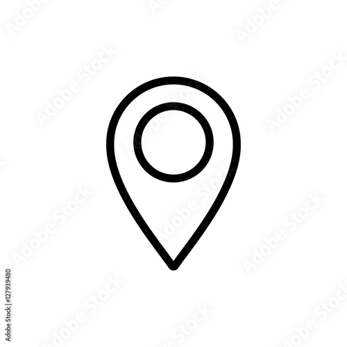 thin line google map, pin point, location icon on white backgrou