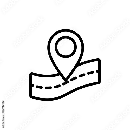 thin line google map, pin point, location icon on white backgrou