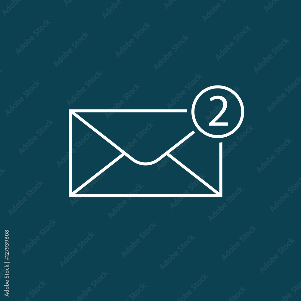 thin line new message, notification icon on blue background thin line new message, notification icon on blue background
