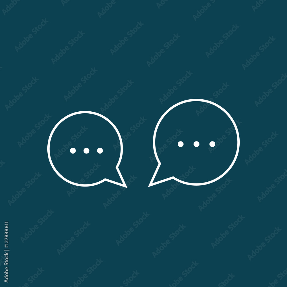 thin line chat, speech, bubble, chatting icon on blue background thin line chat, speech, bubble, chatting icon on blue background