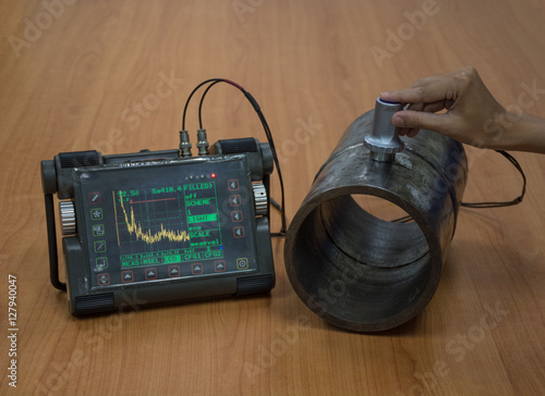 Steel pipe inspection by ultrasonic test for found internal defe