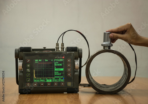Steel pipe inspection by ultrasonic test for found internal defe