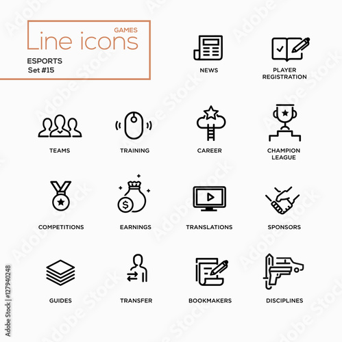 Esports - Single Line Pictograms Set