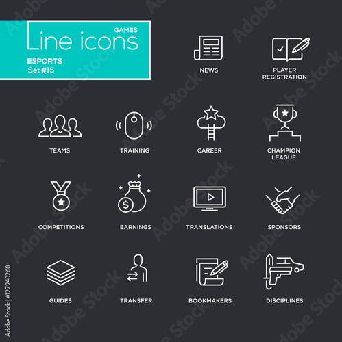 Esports - Single Line Pictograms Set