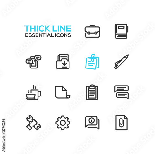 Business, Office - Thick Single Line Icons Set