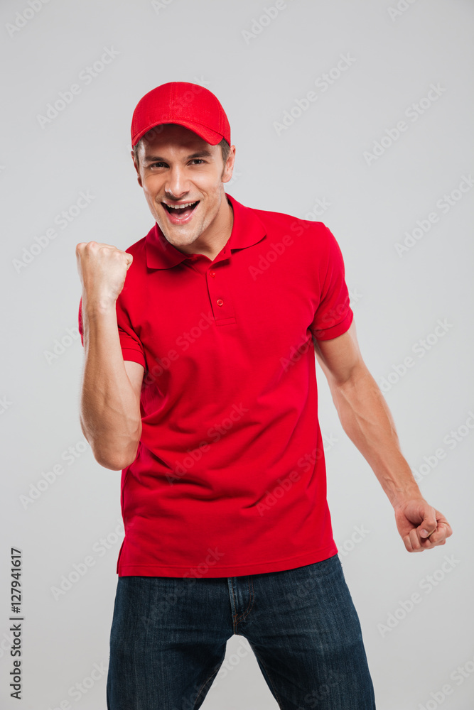 Photo of happy deliveryman Photo of happy deliveryman