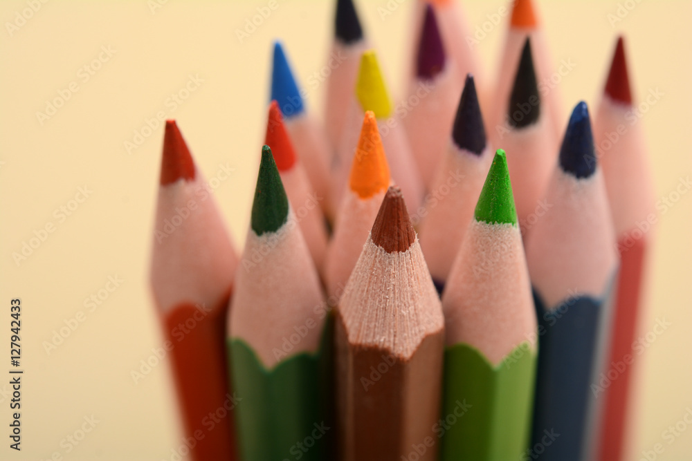 Colorful Pencils Tips Close up View Colorful Pencils Tips Close up View