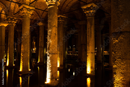 Canvas Print .Basilica Cistern in Istanbul 's historic , underground reservoir .
