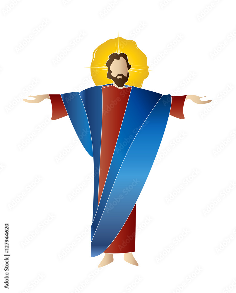 Jesus Christ - Resurrection of the risen Lord, religious Easter illustration