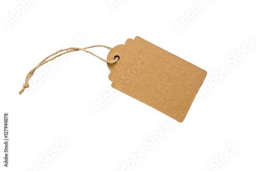 Blank decorative cardboard paper gift tag with twine tie