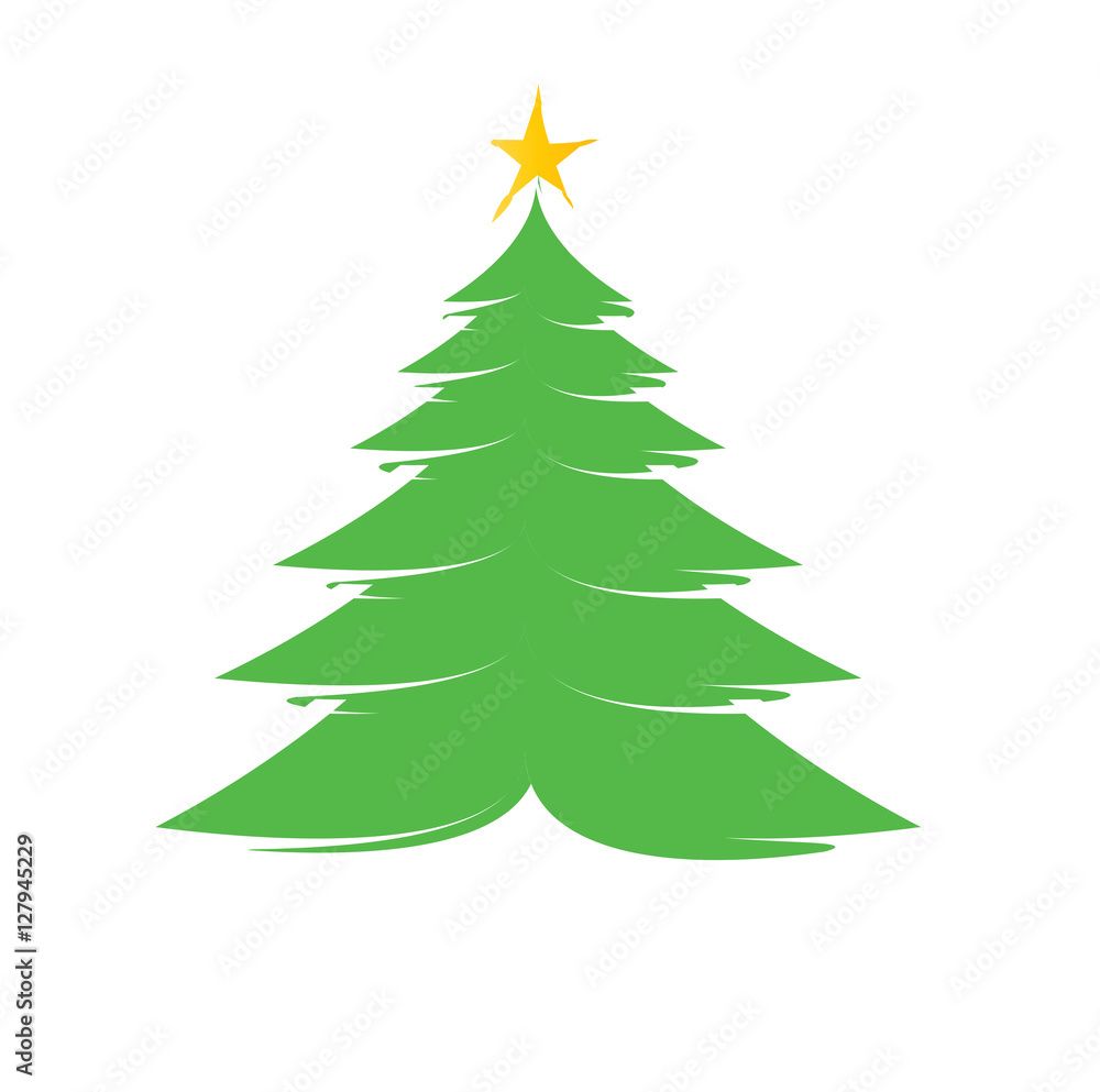 Christmas tree, color illustration, with a star. Simple modern abstract design, graphic element vector. Christmas tree, color illustration, with a star. Simple modern abstract design, graphic element vector.