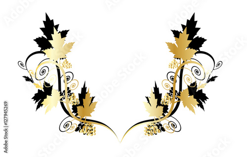 Ornamental floral vintage decorative grapes vine clusters graphic elements or banners, text dividers.