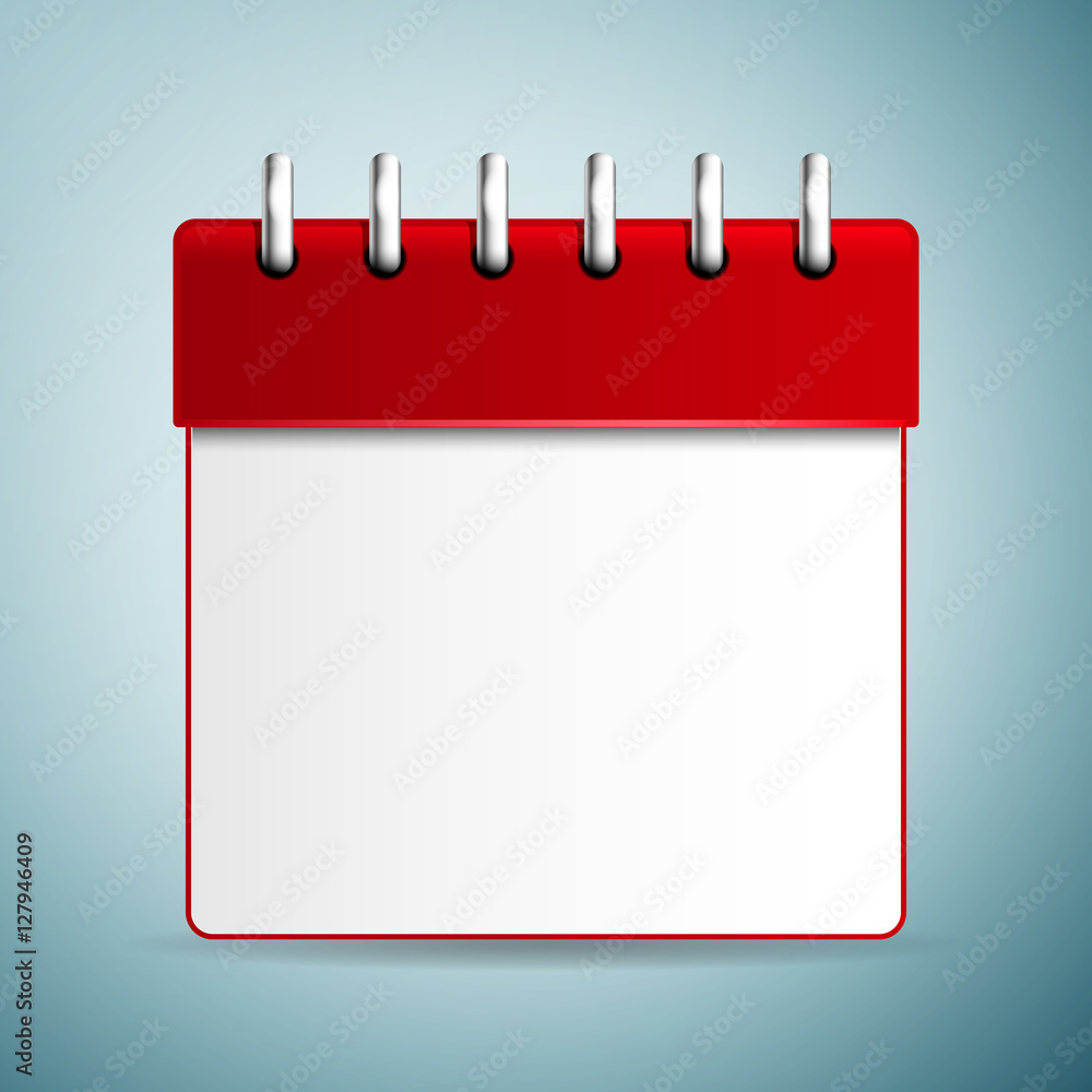 Calendar red icon isolated on blue background. Vector Illustration Calendar red icon isolated on blue background. Vector Illustration