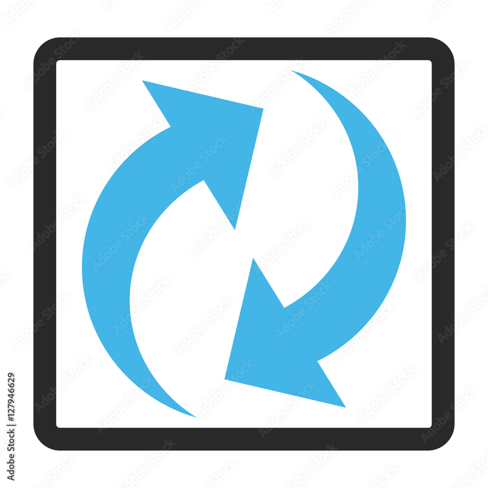 Refresh vector icon. Image style is a flat bicolor icon symbol inside a rounded rectangular frame, blue and gray colors, white background. Refresh vector icon. Image style is a flat bicolor icon symbol inside a rounded rectangular frame, blue and gray colors, white background.