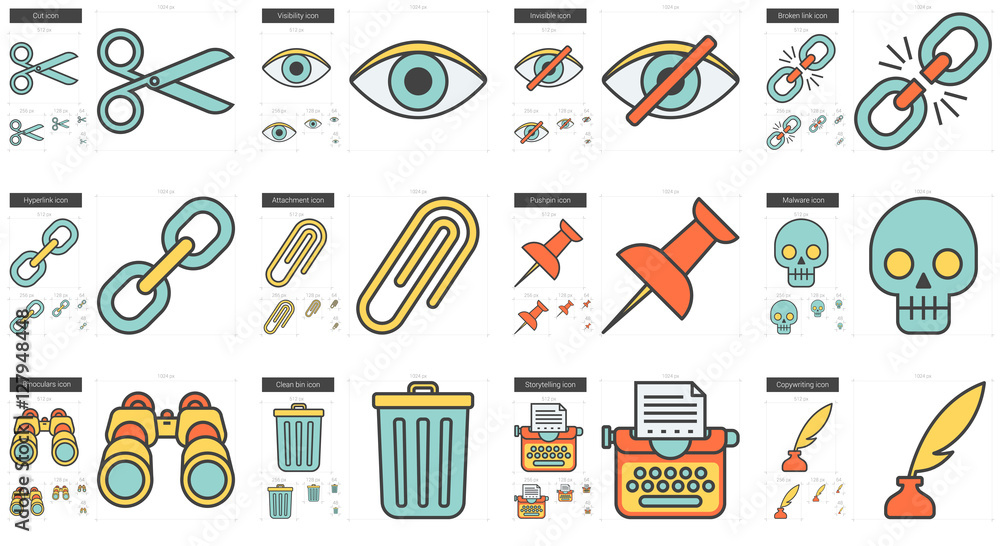 Content Edition line icon set.