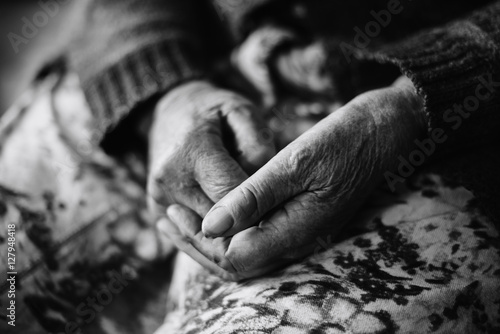 old hands wrinkled grandmother