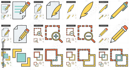 Content Edition line icon set.