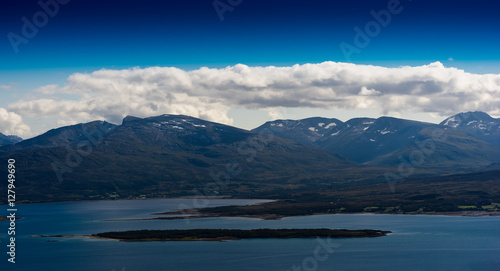 Norway fjord channels landscape background © spacedrone808