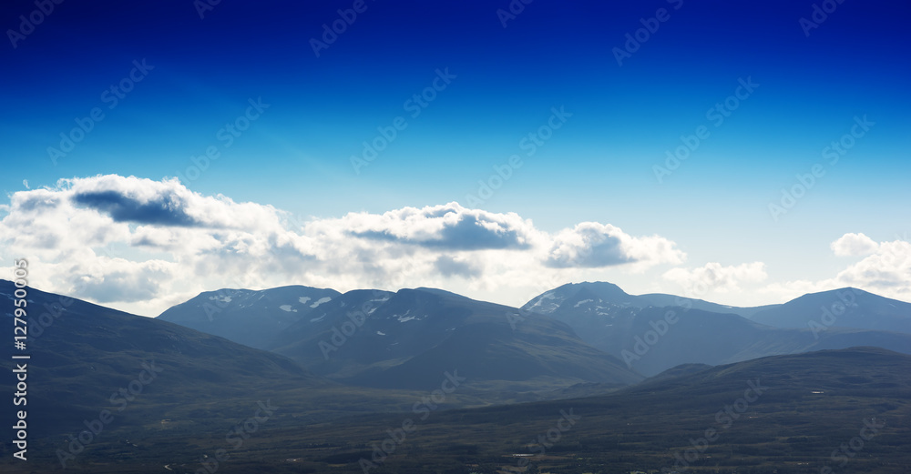 Norway mountains with cloudscape background