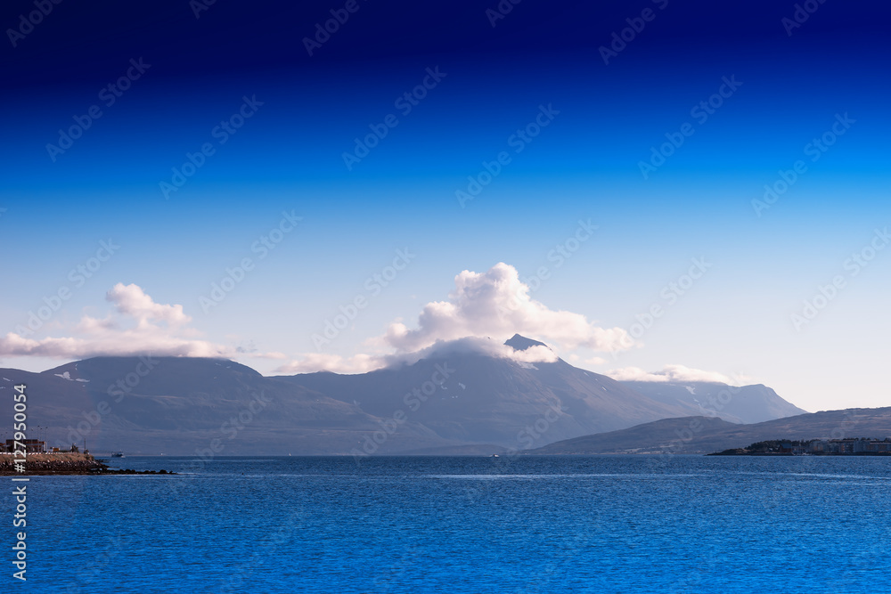 Norway mountain island landscape background