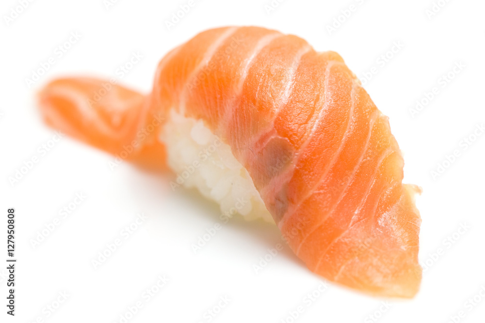 Salmon sushi isolated on white background