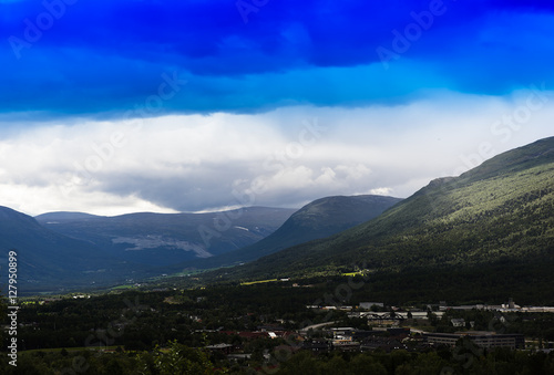 Oppdal mountain valley landscape background