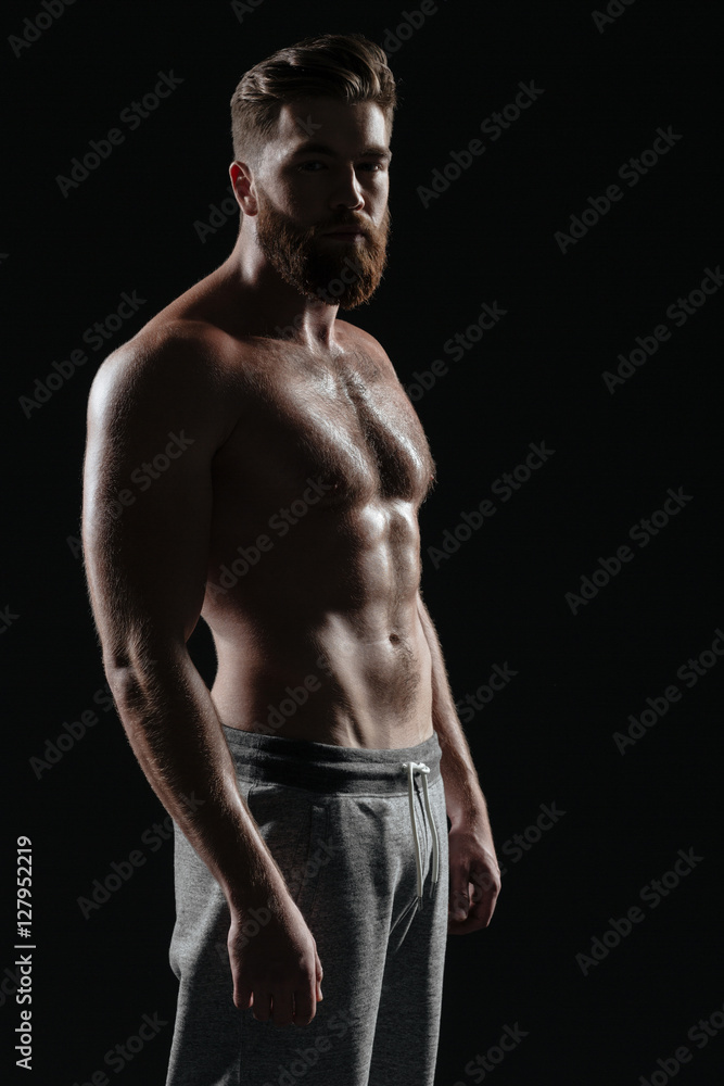 Side view of cool naked athletic man