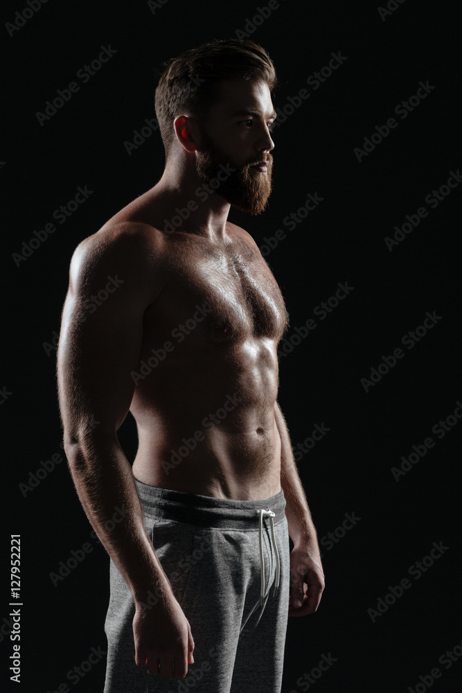 Side view of naked athletic man Side view of naked athletic man
