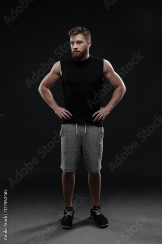 Full length young fitness man