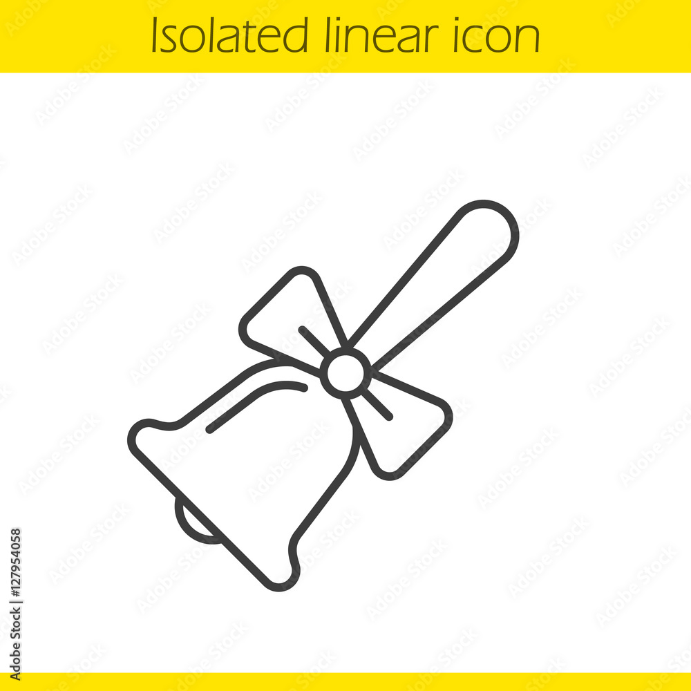 School bell with bow linear icon School bell with bow linear icon