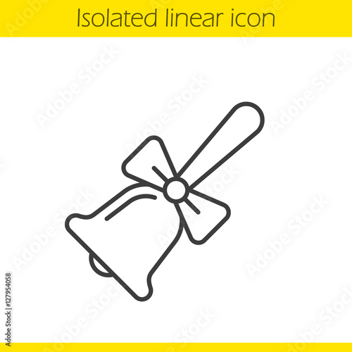 School bell with bow linear icon