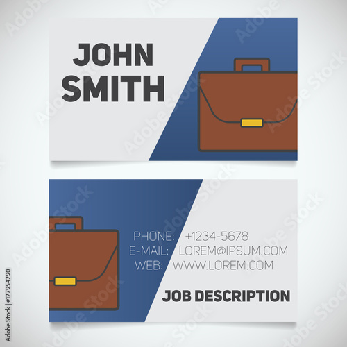 Business card print template with briefcase logo