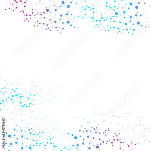 Structure molecule and communication. Dna  atom  neurons. Scientific concept for your design. Connected lines with dots. Medical  technology  chemistry  science background. Vector illustration.