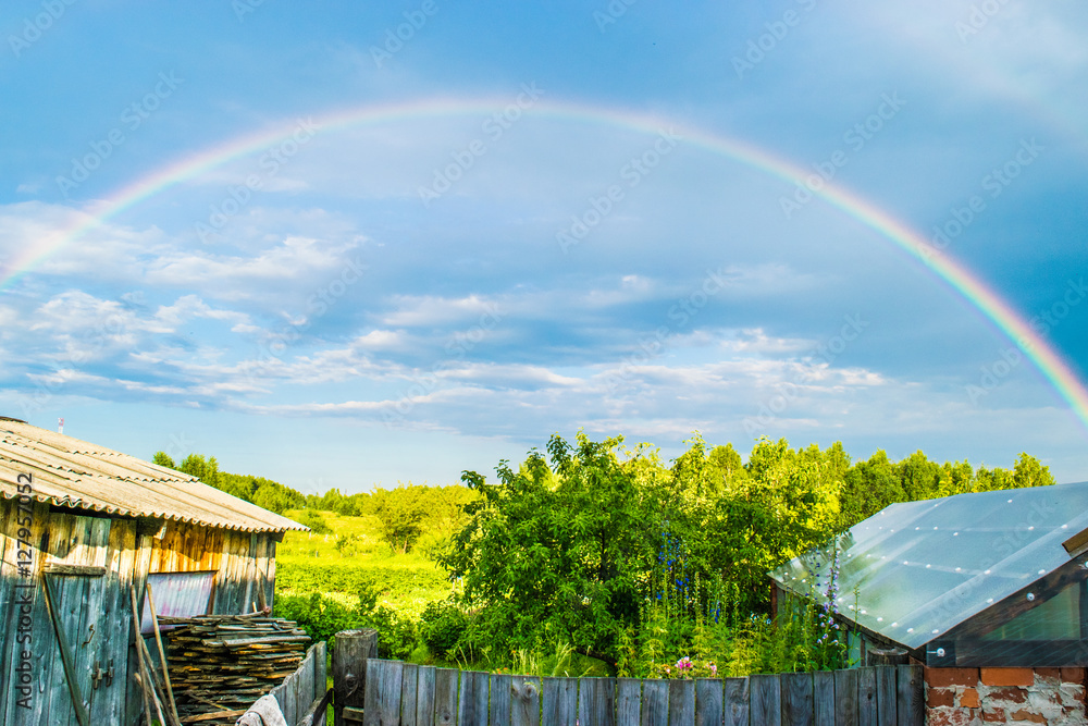 Rainbow in the storm sky