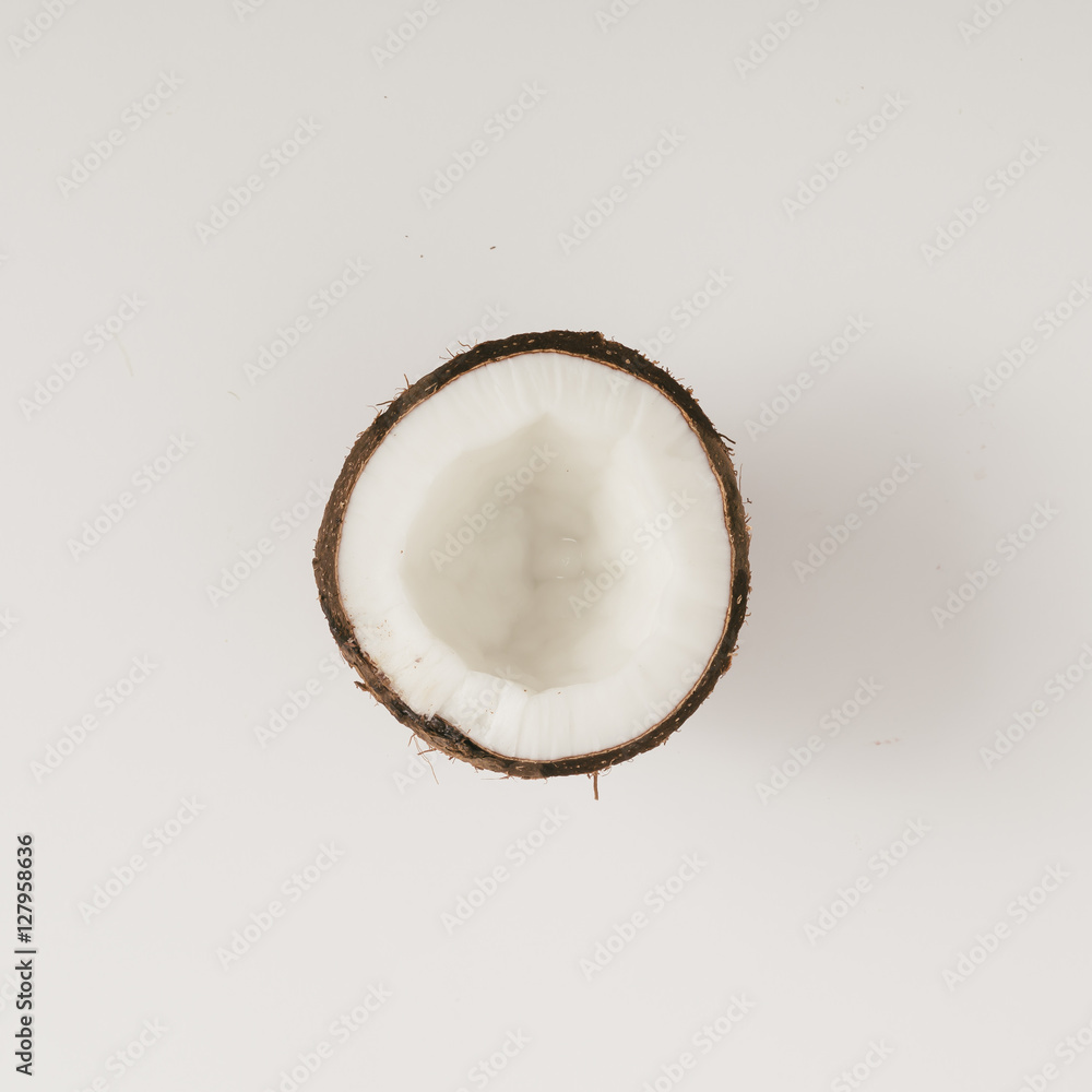 Coconut half on white background. Coconut half on white background.