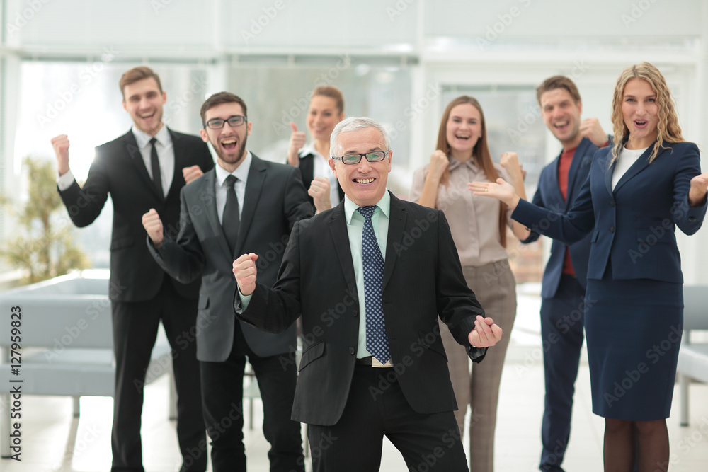 Successful business people looking happy and confident Successful business people looking happy and confident