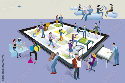 People Creating Interface for Tablet
