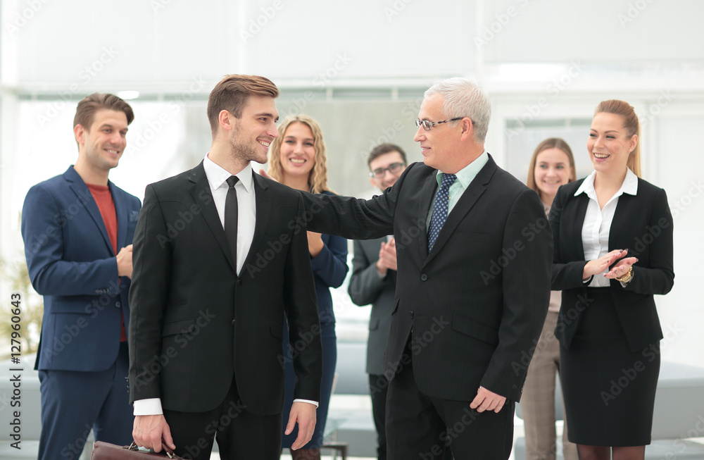 The team of the successful people with their boss The team of the successful people with their boss
