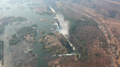 Victoria Falls and Zambezi River aerial Footage (4K, Zambia, Zimbabwe)
