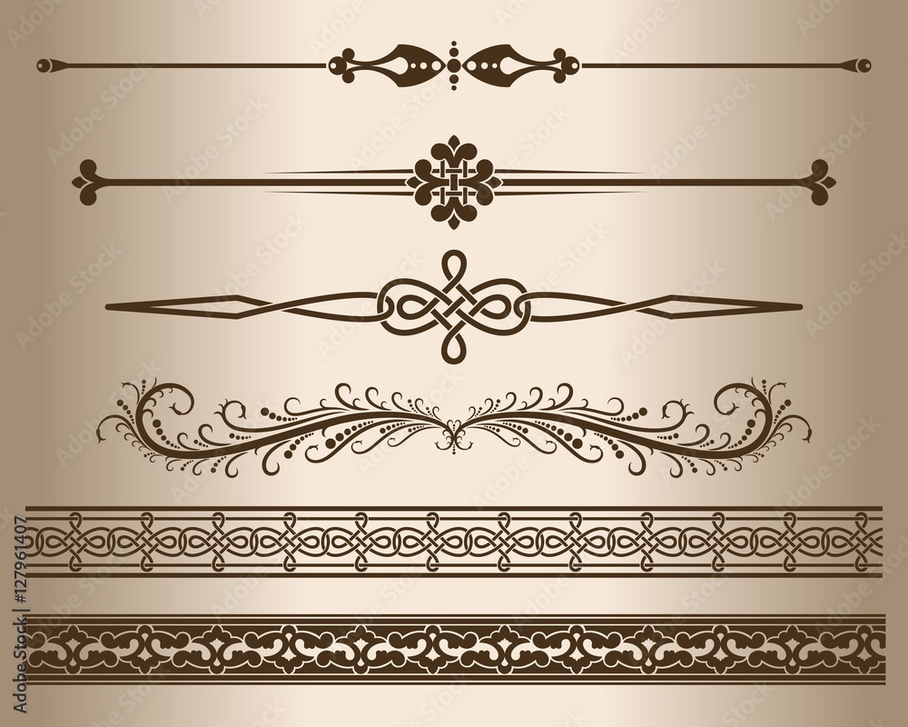 Decorative lines. Elements for design - decorative line dividers. Vector illustration.

